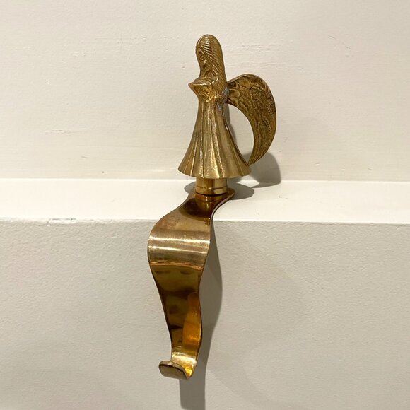 Vintage Brass Angel Stocking Hanger Hook - Picture 4 of 5
